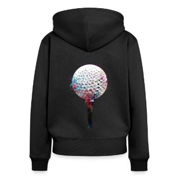 #golf #sport sportive des joueurs de golf - Sweat à capuche zippé Premium bio Femme - noir - Dos - Julia (174cm)