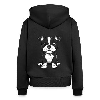 Chien de fosse mignon - Sweat à capuche zippé Premium bio Femme - noir - Dos - Julia (174cm)