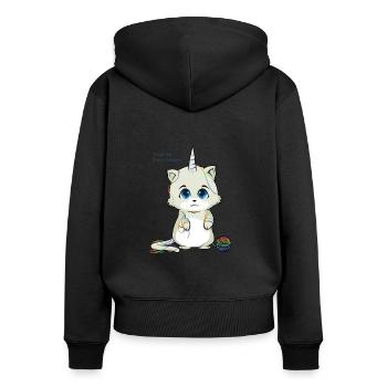 Licorne licorne douce Faites-moi confiance chat licorne I'ma - Sweat à capuche zippé Premium bio Femme - noir - Dos - Julia (174cm)