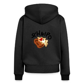 Schnipo Schnitzel Pommes - Frauen Premium Bio Zip Hoodie - Schwarz - Hinten - Julia (174cm)