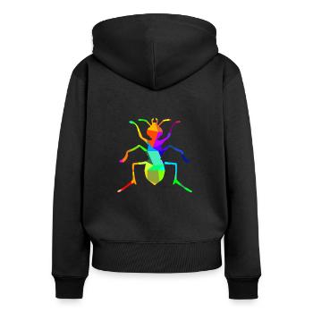 Ameise Insekt Regenbogen Tiere Polygon - Frauen Premium Bio Zip Hoodie - Schwarz - Hinten - Julia (174cm)