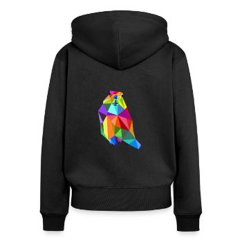 Murmeltier Biber Regenbogen Tiere Polygon - Frauen Premium Bio Zip Hoodie - Schwarz - Hinten - Julia (174cm)