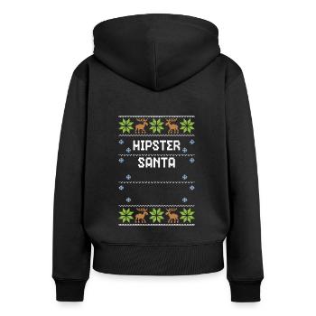 Hipster Santa - Ugly Christmas - Frauen Premium Bio Zip Hoodie - Schwarz - Hinten - Julia (174cm)