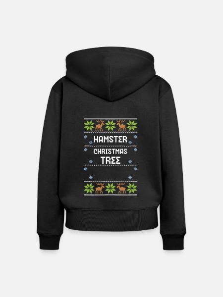 Hamster Christmas Tree - Frauen Premium Bio Zip Hoodie - Schwarz