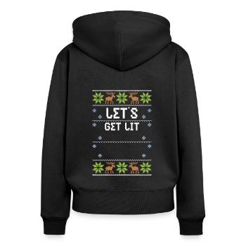 Let's Get Lit - Ugly Christmas - Frauen Premium Bio Zip Hoodie - Schwarz - Hinten - Julia (174cm)