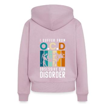 Kühe Kuhflecken Vieh Tierliebe - Frauen Premium Bio Zip Hoodie - Altrosa - Hinten - Julia (174cm)