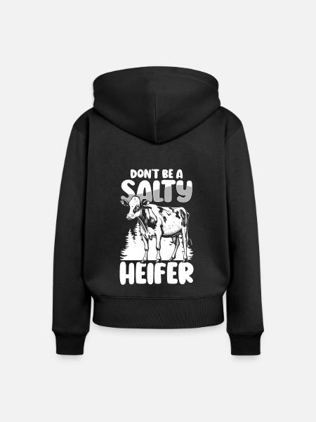Rind Muh Tierliebe - Frauen Premium Bio Zip Hoodie - Schwarz