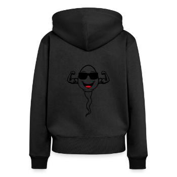 Farbe änderbar | Coole Samenzelle Sperma Spermium - Frauen Premium Bio Zip Hoodie - Schwarz - Hinten - Julia (174cm)