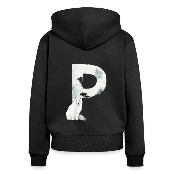 P– decorative character – winter - Women's Premium Organic Zip Hoodie - black - Back - Julia (174cm)