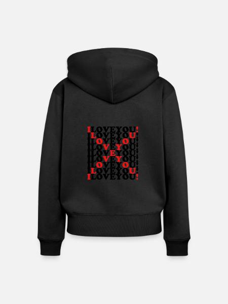 i love you, I love You, Ich liebe Dich - Frauen Premium Bio Zip Hoodie - Schwarz