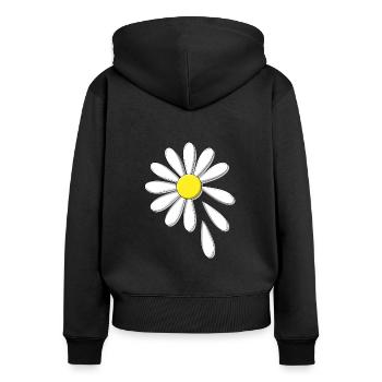 Margerite - er liebt mich, er liebt mich nicht - Frauen Premium Bio Zip Hoodie - Schwarz - Hinten - Julia (174cm)