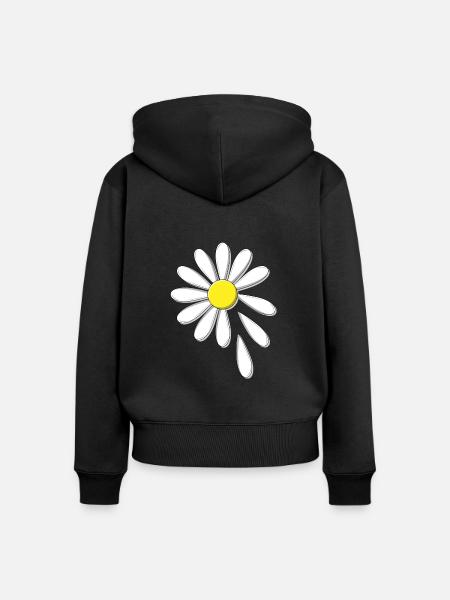 Margerite - er liebt mich, er liebt mich nicht - Premium økologisk hoodie med lynlås til kvinder - sort