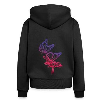 Monarch Butterfly Sketch Graphic Butterfly Lovers - Sweat à capuche zippé Premium bio Femme - noir - Dos - Julia (174cm)