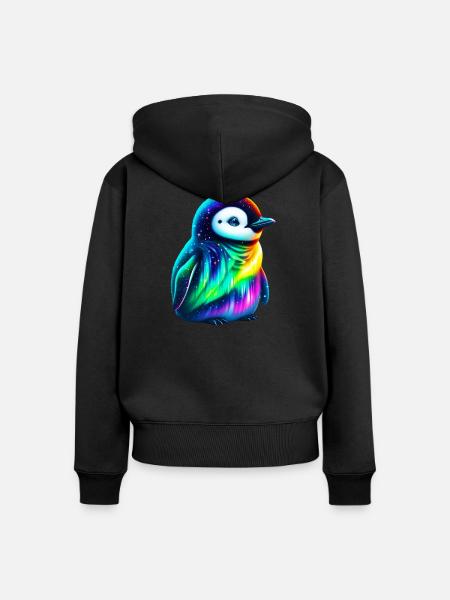 Aurora Borealis Pinguin - Frauen Premium Bio Zip Hoodie - Schwarz