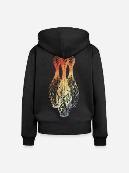 Bowling Pins Skizze - Frauen Premium Bio Zip Hoodie - Schwarz