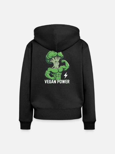 Vegane Power - Frauen Premium Bio Zip Hoodie - Schwarz
