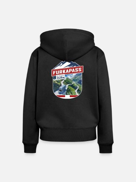 Sticker_CH_Furka - Frauen Premium Bio Zip Hoodie - Schwarz