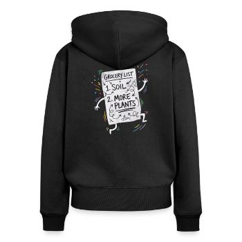 Pflanzen Einkaufsliste - Frauen Premium Bio Zip Hoodie - Schwarz - Hinten - Julia (174cm)
