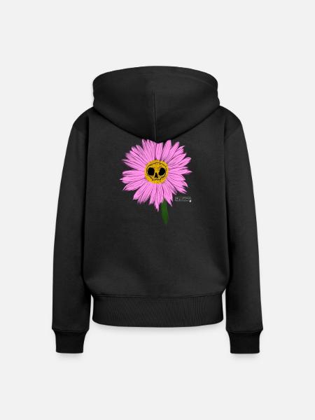 Pink Daisy - Frauen Premium Bio Zip Hoodie - Schwarz
