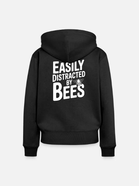Leicht von Bienen ablenken lassen - Frauen Premium Bio Zip Hoodie - Schwarz