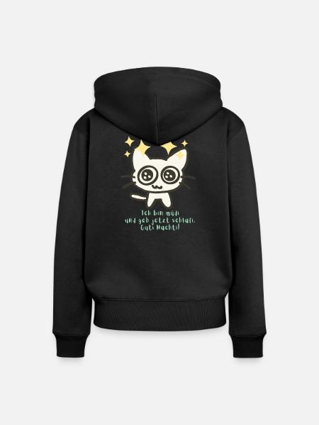 Gute Nacht, ich bin müde - Frauen Premium Bio Zip Hoodie - Schwarz