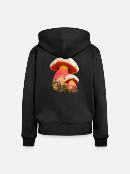 Pilz in leuchtenden farben - Frauen Premium Bio Zip Hoodie - Schwarz