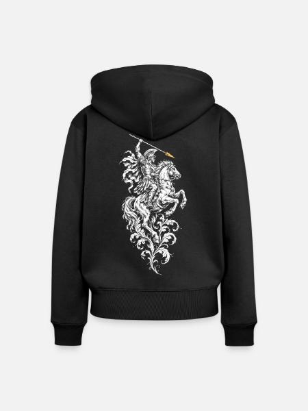 Der Löwe der Arena - Frauen Premium Bio Zip Hoodie - Schwarz