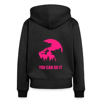 climbing mountaineer-motivation climbing-girl - Women's Premium Organic Zip Hoodie - black - Back - Julia (174cm)