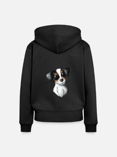 Jack Russell Pattern 3 - Frauen Premium Bio Zip Hoodie - Schwarz