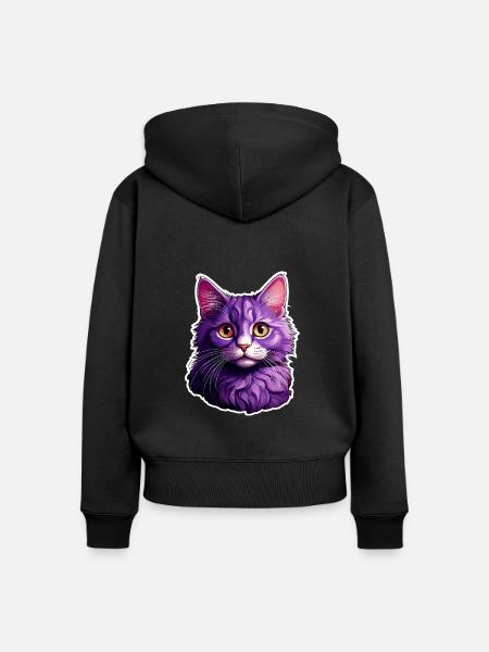 Katze modernes Design - Frauen Premium Bio Zip Hoodie - Schwarz