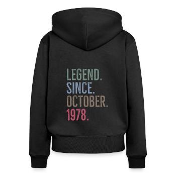 Legende seit Oktober 1978 - Frauen Premium Bio Zip Hoodie - Schwarz - Hinten - Julia (174cm)