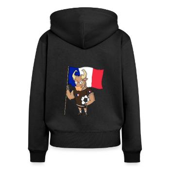 Taureau Fan France - Sweat à capuche zippé Premium bio Femme - noir - Dos - Julia (174cm)
