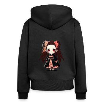 Anime-| The-Sinister Cute Girl Kawaii Manga Design - Frauen Premium Bio Zip Hoodie - Schwarz - Hinten - Julia (174cm)
