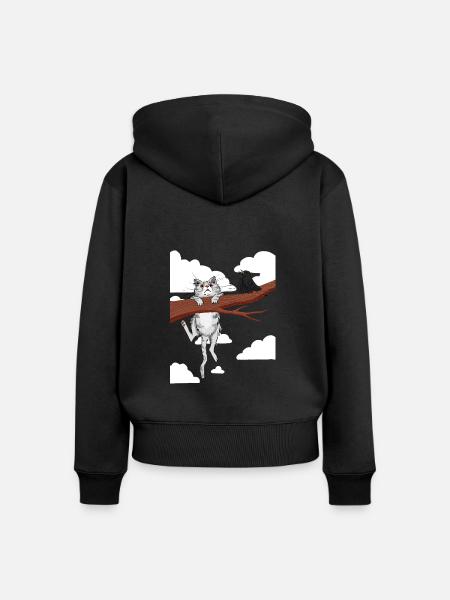 Hang in there 01 - Frauen Premium Bio Zip Hoodie - Schwarz