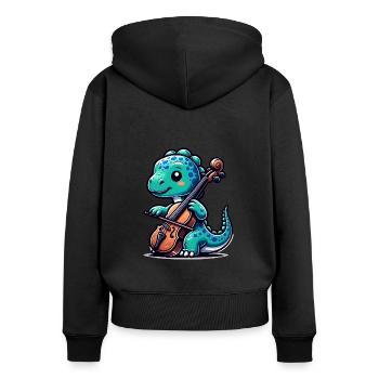 Dino Cellist Violin Spieler Musik - Frauen Premium Bio Zip Hoodie - Schwarz - Hinten - Julia (174cm)