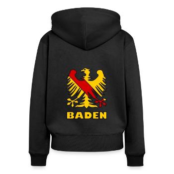 Das schöne Baden im Süden - Frauen Premium Bio Zip Hoodie - Schwarz - Hinten - Julia (174cm)