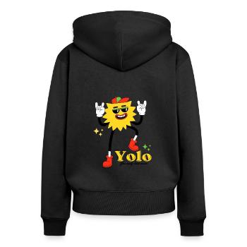YOLO T-Shirt – Lebe den Moment! - Frauen Premium Bio Zip Hoodie - Schwarz - Hinten - Julia (174cm)