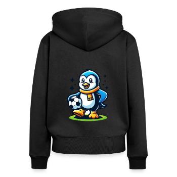Pinguin Fußballspieler Meister Fan Vogel Ball - Frauen Premium Bio Zip Hoodie - Schwarz - Hinten - Julia (174cm)