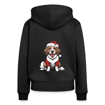 Père Noël chien Père Noël Cadeau chien - Sweat à capuche zippé Premium bio Femme - noir - Dos - Julia (174cm)