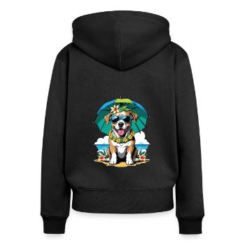 Vacances pour chiens Vacances pour chiens Île d’Hawaï Mer - Sweat à capuche zippé Premium bio Femme - noir - Dos - Julia (174cm)