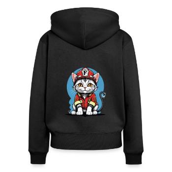 Chat Pompiers Chat Amour Chat Amoureux des Chats - Sweat à capuche zippé Premium bio Femme - noir - Dos - Julia (174cm)