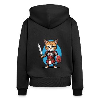 Cat Römischer Krieger Katze Geschenk - Frauen Premium Bio Zip Hoodie - Schwarz - Hinten - Julia (174cm)