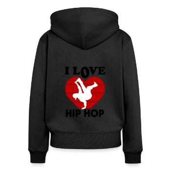 I Love Hip Hop Ich liebe Hip Hop Dancing Tanzen - Frauen Premium Bio Zip Hoodie - Schwarz - Hinten - Julia (174cm)