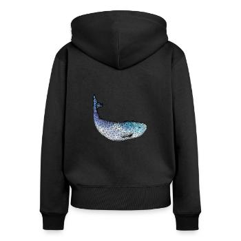 Blauwal, Orka, Ozean - Frauen Premium Bio Zip Hoodie - Schwarz - Hinten - Julia (174cm)
