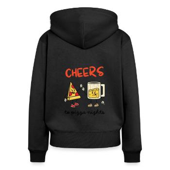 Cheers to Pizza Nights - Frauen Premium Bio Zip Hoodie - Schwarz - Hinten - Julia (174cm)