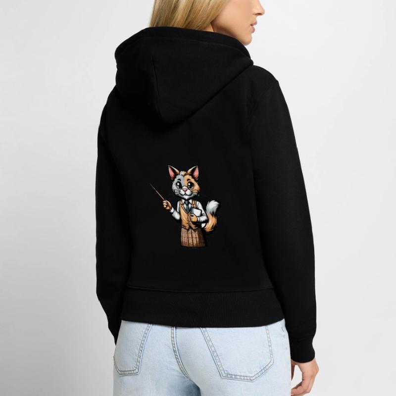 Professeur de chat mignon Sweat à capuche zippé Premium bio Femme