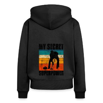 Curling is my Superpower Curler Eisstockschießen - Women's Premium Organic Zip Hoodie - black - Back - Julia (174cm)
