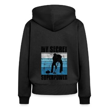 Curling is my Superpower Curler Eisstockschießen - Women's Premium Organic Zip Hoodie - black - Back - Julia (174cm)