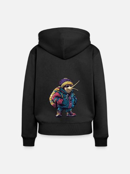 Schnecke Lustig Winter - Frauen Premium Bio Zip Hoodie - Schwarz