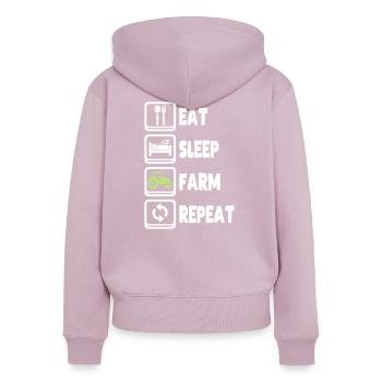 Eat Sleep Farm Repeat - Women's Premium Organic Zip Hoodie - dusky pink - Back - Julia (174cm)